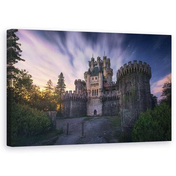 Tablou Canvas - Lumina Lunii Deasupra Castelului, Marime: 50 x 80 cm - - Roveli