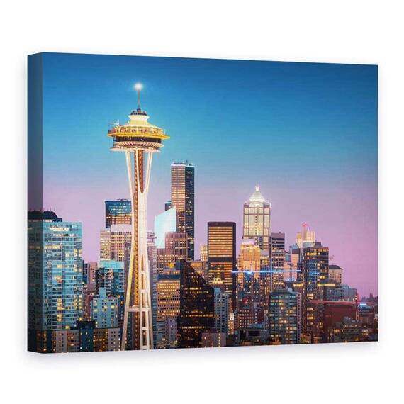 Tablou Canvas - Seattle In Roz, Marime: 75 x 100 cm - - Roveli