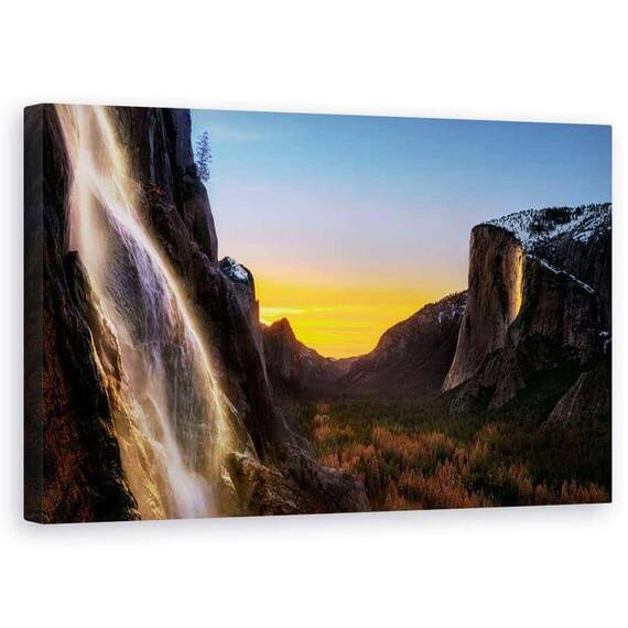 Tablou Canvas - Cascada Dubla, Marime: 50 x 80 cm - - Roveli