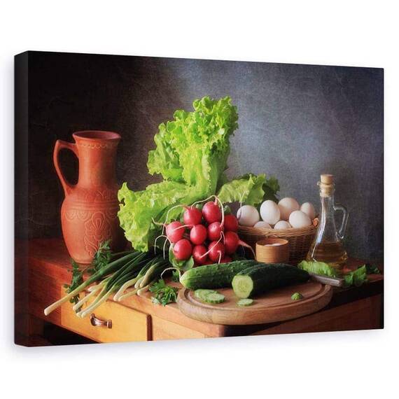 Tablou Canvas - Natura Moarta Cu Legume, Marime: 60 x 90 cm - - Roveli