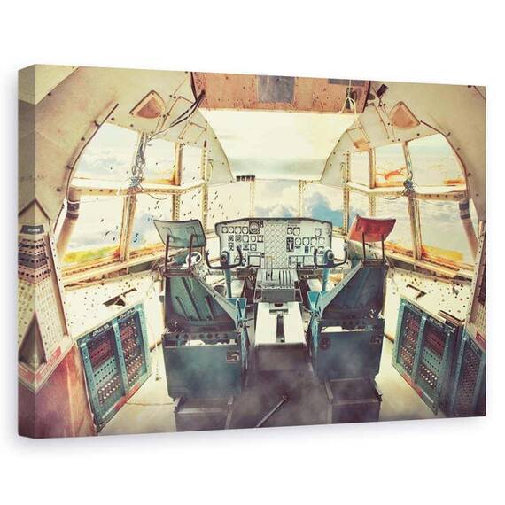 Tablou Canvas - Zburand Cu Un Avion Abandonat, Marime: 60 x 90 cm - - Roveli