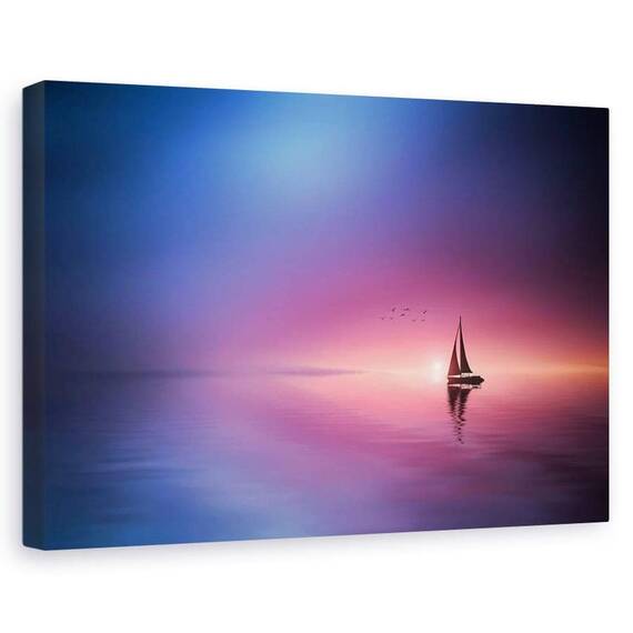Tablou Canvas - Navigand Pe Lac Spre Apus - - Roveli