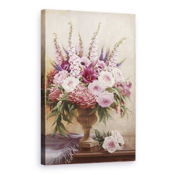 Tablou Canvas - Flori, Natura Vie, Violet, Roz, Marime: 80 x 120 cm - - Roveli