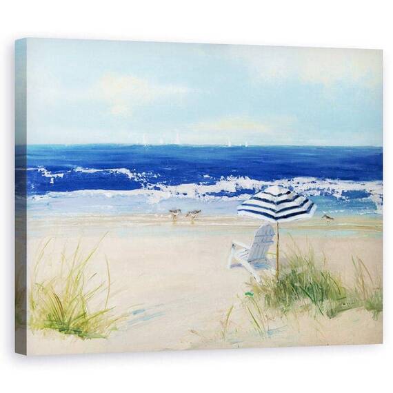 Tablou canvas - Natura, Peisaj, Vara, Mare, Barca Cu Panze, Pescarus, Pictura, Marime: 60 x 75 cm - - Roveli