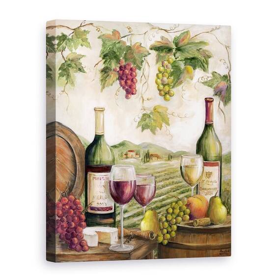 Tablou canvas - Natura Morta, Vin, Branza, Fructe, Peisaj, Natura, Pictura - - Roveli