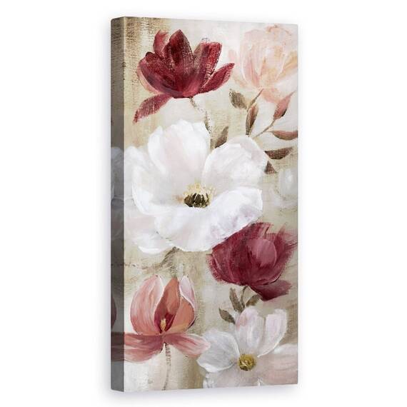 Tablou Canvas - Flori De Primavara, Alb, Roz, Rosu, Pictura - - Roveli