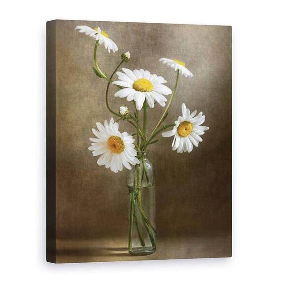 Tablou canvas - Flori, Gerbera, Alb, Vaza, Pictura - - Roveli
