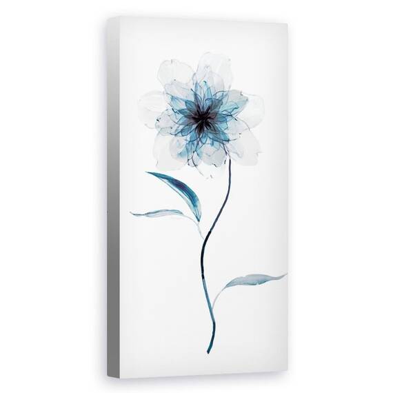 Tablou Canvas - Flori, Culoare Indigo, Pictura, Marime: 50 x 100 cm - - Roveli