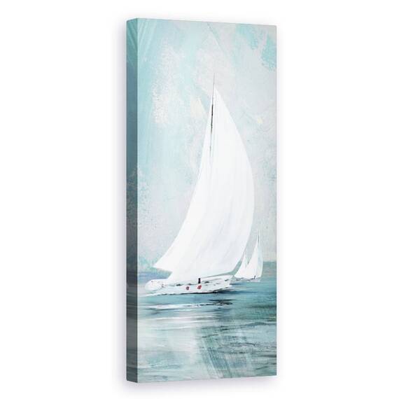 Tablou canvas - Apa, Barca Cu Panze Albe, Pictura, Marime: 30 x 90 cm - - Roveli