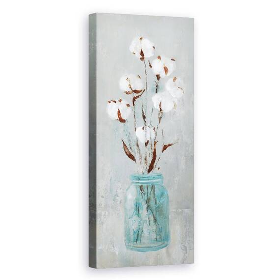 Tablou canvas - Flori Albe, Vaza De Sticla, Pictura - - Roveli