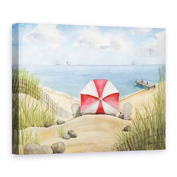 Tablou canvas - Natura, Peisaj, Vara, Marea, Umbrela, Floarea-Soarelui, Pictura, Marime: 75 x 100 cm - - Roveli