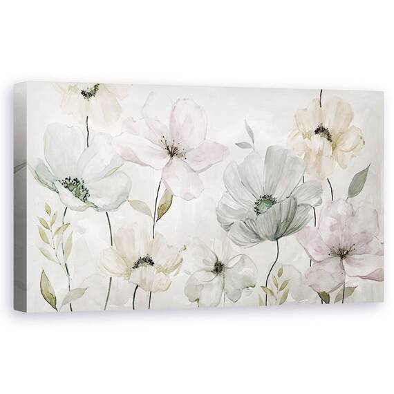 Tablou Canvas - Flori, Gradina Gri, Pictura, Marime: 50 x 100 cm - - Roveli