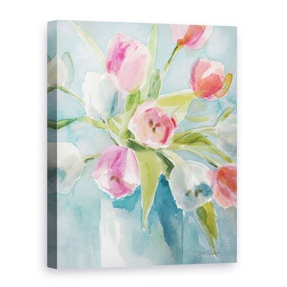 Tablou canvas - Flori, Lalele, Colorate, Vaza, Pictura - - Roveli