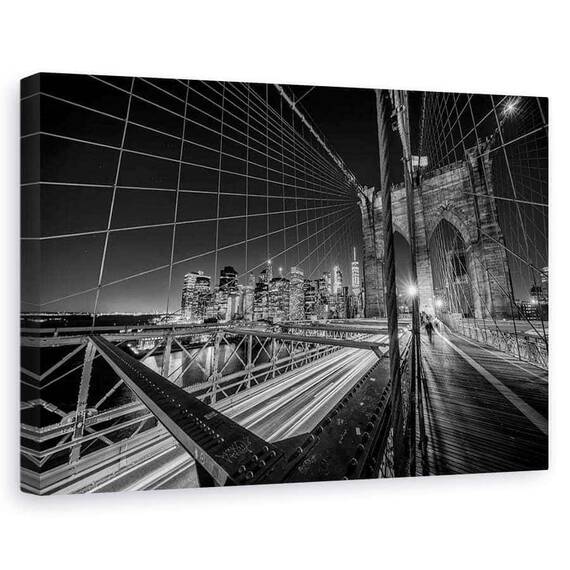 Tablou Canvas - Luminile Podului Brooklyn, Marime: 60 x 90 cm - - Roveli