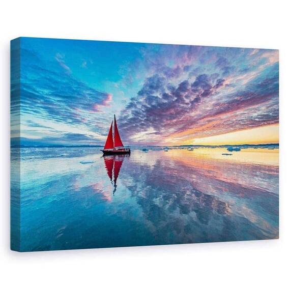 Tablou Canvas - Cer De Foc In Groenlanda, Marime: 60 x 90 cm - - Roveli