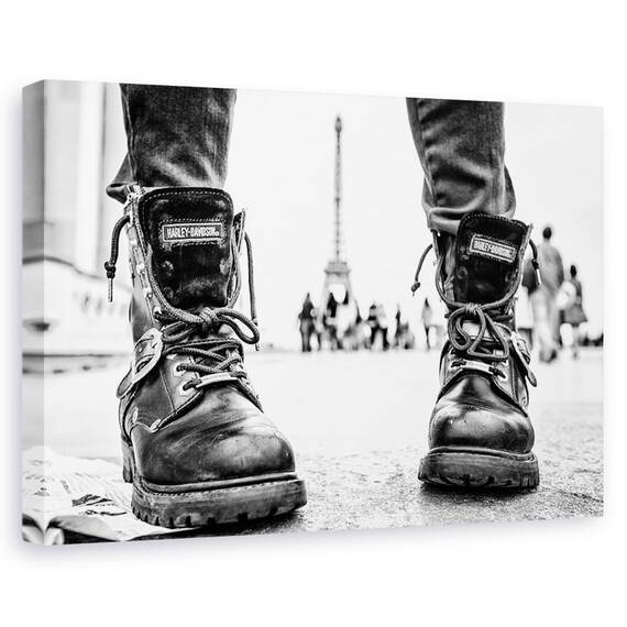 Tablou Canvas - Cizme De Motociclist In Paris, Marime: 60 x 90 cm - - Roveli