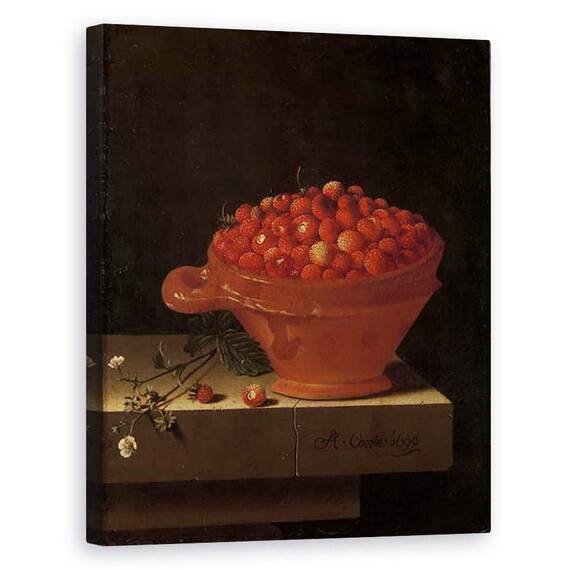 Tablou Canvas - Adrian Coorte - Un castron de capsuni pe o plinta de piatra - - Roveli