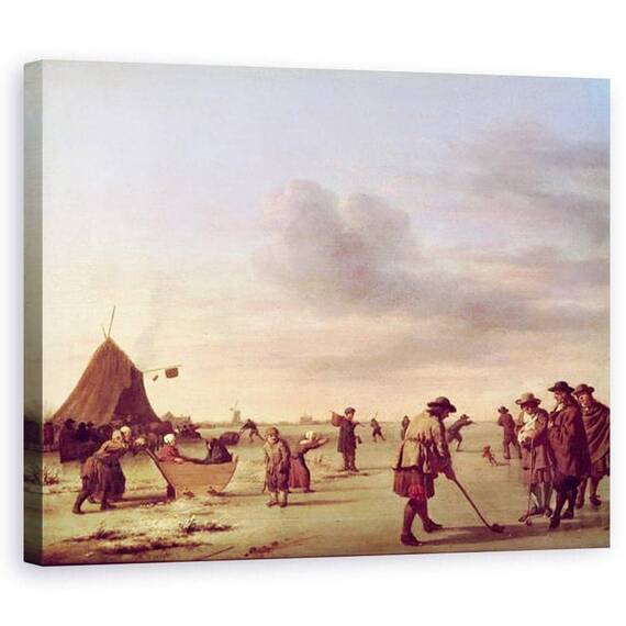 Tablou Canvas - Adriaen van de Velde - Jucatorii de golf pe gheata langa Haarlem - - Roveli
