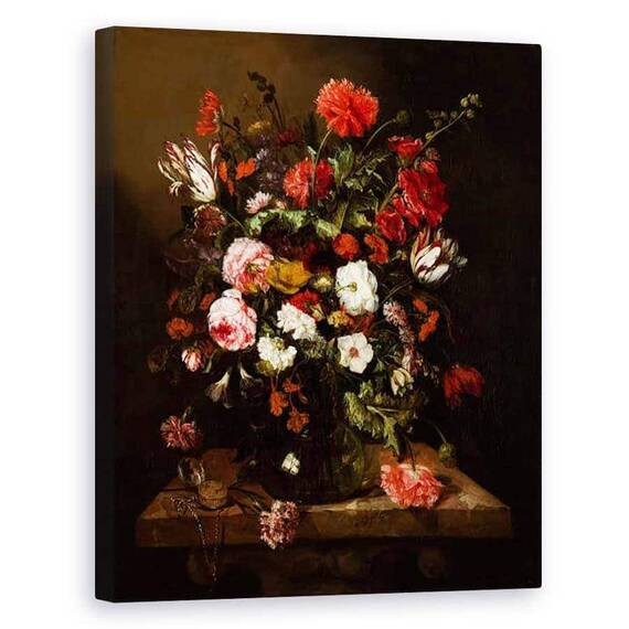 Tablou Canvas - Abraham Hendricksz van Beyeren - Floare Natura statica cu un ceas - - Roveli