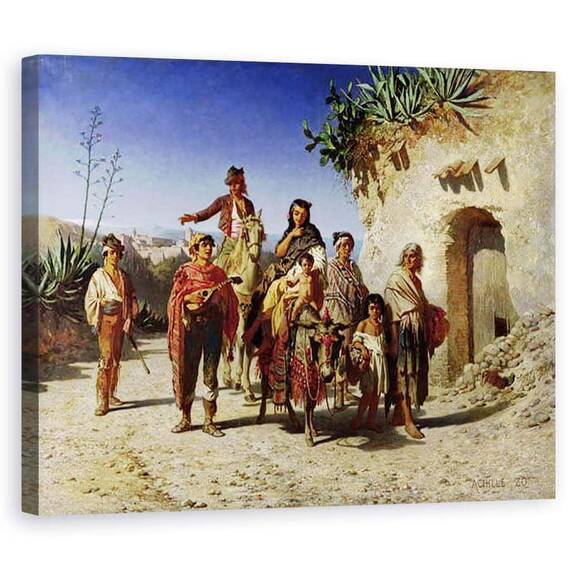 Tablou Canvas - Achille Zo - O familie de tigani pe drum - - Roveli