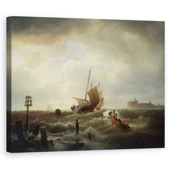 Tablou Canvas - Andreas Achenbach - Intrarea in port la Hellevoetsluys - - Roveli