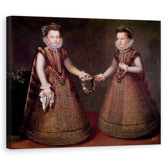 Tablou Canvas - Alonso Sanchez Coello - Infantas Isabella Clara Eugenia 1566-1633, guvernator al tarilor de Jos si Catalina Micaela 1567-97, Ducesa de Savoia - - Roveli