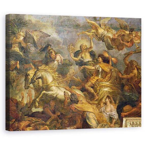 Tablou Canvas - Charles Le Brun - Vedere a regelui Luand Maastricht in Treisprezece Zile in 1673 si Pasajul de pe Rin in prezenta dusmanilor in 1672, pictura in tavan din Galerie des Glaces - - Roveli