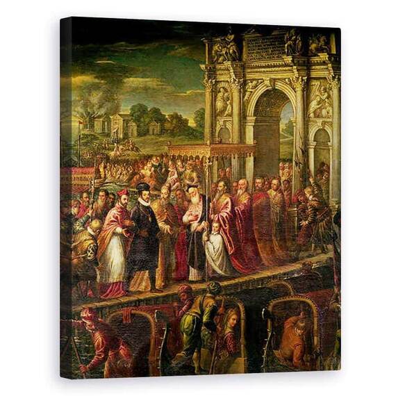 Tablou Canvas - Andrea Vicentino - Regele Henri al III-lea 1551-89 al Frantei vizitand Venetia in 1574, escortat de Doge Alvise Mocenigo 1570-77 si intalnit de Patriarhul Giovanni Trevisan - - Roveli
