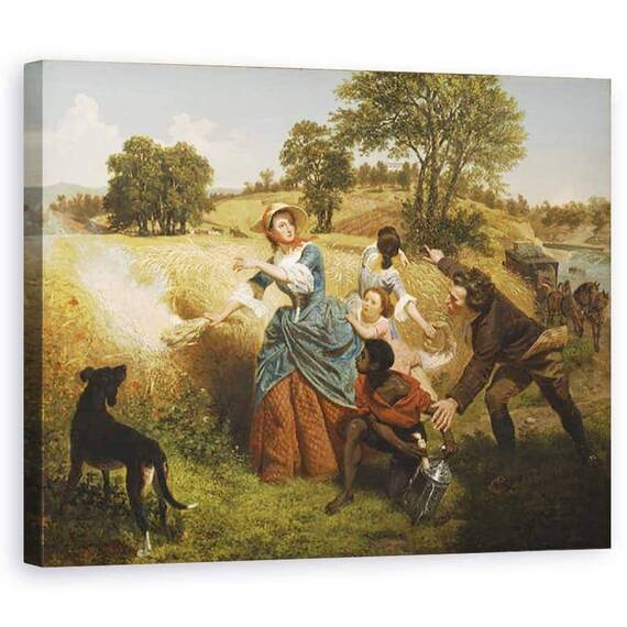 Tablou Canvas - Emanuel Gottlieb Leutze - Doamna Schuyler arzand campurile de grau pe abordarea britanicilor - - Roveli