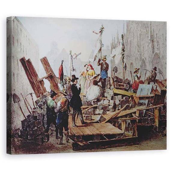 Tablou Canvas - Edouard Ritter - Baricadele din Stephansplatz, Viena - - Roveli