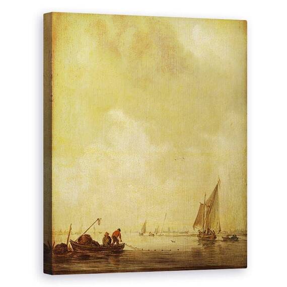 Tablou Canvas - Jan Josephsz van Goyen - O scena rau, cu pescarii de stabilire a unui net - - Roveli