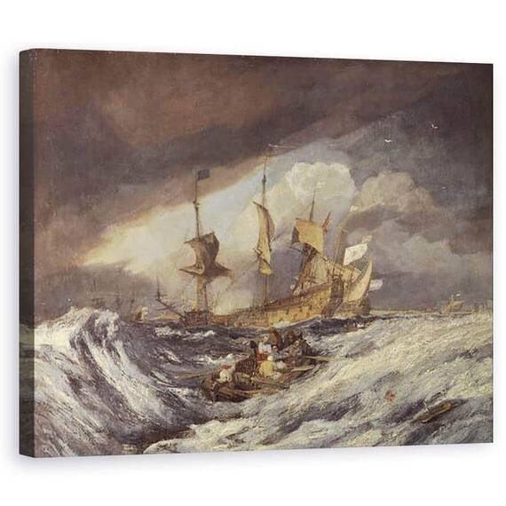 Tablou Canvas - Joseph Mallord William Turner - Barci care efectueaza ancore pentru oamenii olandezi de razboi - - Roveli