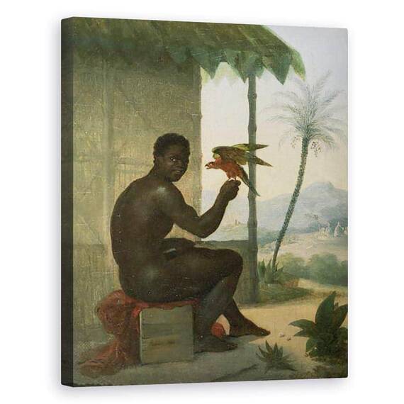 Tablou Canvas - Nicolas Antoine Taunay - Negro brazilian cu Pasare Tropical - - Roveli