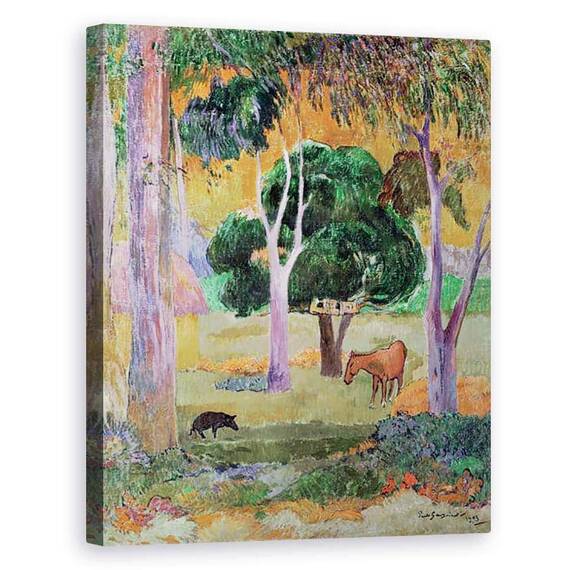 Tablou Canvas - Paul Gauguin - Peisaj Dominican sau, Peisaj cu un porc si cal - - Roveli