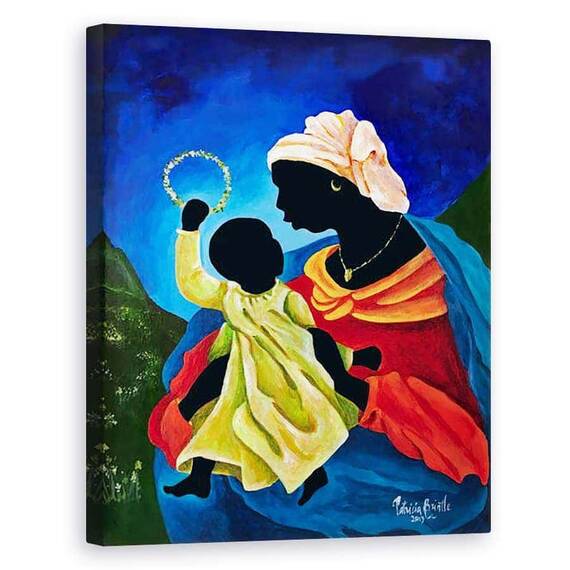 Tablou Canvas - Patricia Brintle - Madonna si copilul cu coroana de flori - - Roveli