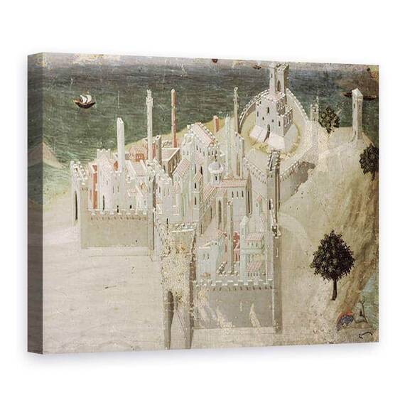 Tablou Canvas - Ambrogio Lorenzetti - Vedere spre un oras de coasta - - Roveli