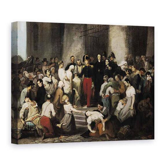 Tablou Canvas - Alfred Johannot - Ducele de Orleans viziteaza bolnavii la lHotel-Dieu in timpul epidemiei de holera din 1832 - - Roveli