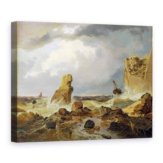 Tablou Canvas - Andreas Achenbach - Surf pe o coasta stancoasa - - Roveli