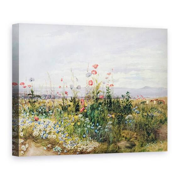 Tablou Canvas - Andrew Nicholl - Flori salbatice cu vedere spre Dunleary Dublin - - Roveli