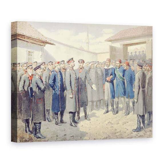 Tablou Canvas - Aleksei Danilovich Kivshenko - Caderea Plevnei, Ranitii Osman-Pashah inaintea lui Alexandru al II-lea 1818-1881 - - Roveli