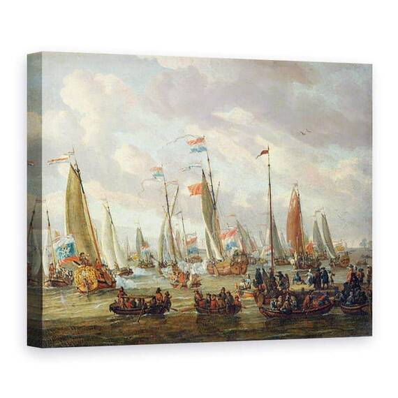 Tablou Canvas - Abraham Storck - tarul Petru I 1672-1725 viziteaza Anglia in ianuarie 1698 - - Roveli