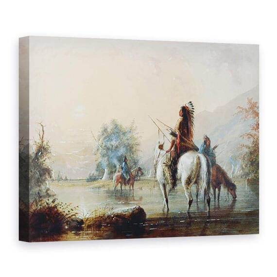 Tablou Canvas - Alfred Jacob Miller - Tabara Crow - - Roveli