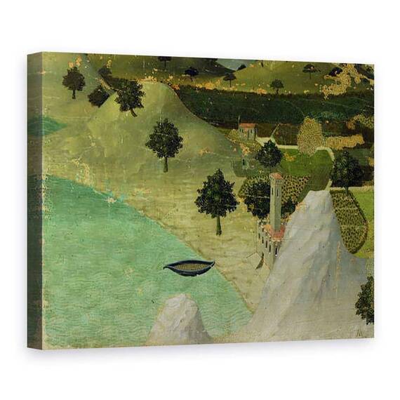 Tablou Canvas - Ambrogio Lorenzetti - Vedere la un castel pe marginea unui lac - - Roveli