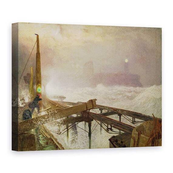Tablou Canvas - Alfred William Hunt - Lumini albastre, debarcaderul Teignemouth - iluminarea lampilor la apusul soarelui - - Roveli