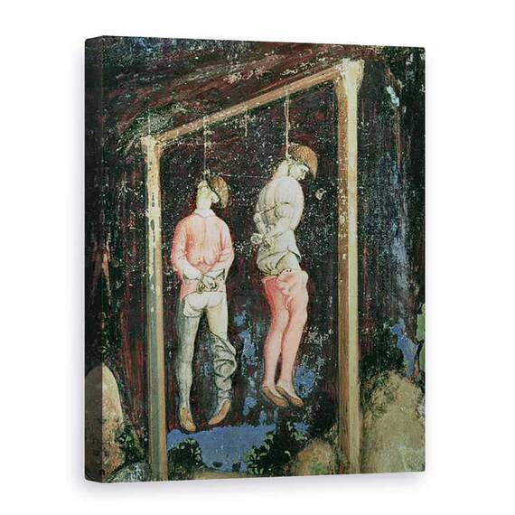 Tablou Canvas - Antonio Pisanello - Sfantul Gheorghe si Printesa de Trebisond, detaliu a doi barbati spanzurati din partea stanga - - Roveli