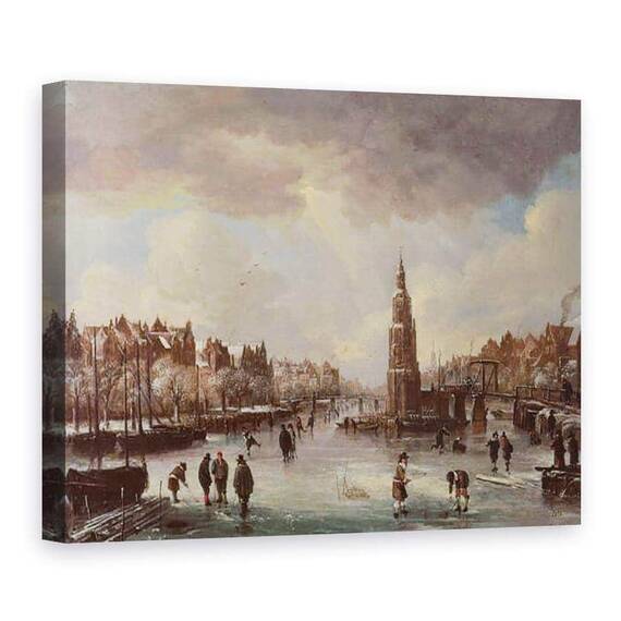 Tablou Canvas - Aert van der Neer - Oras pe un rau inghetat - - Roveli