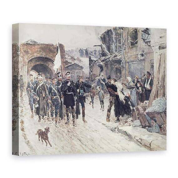 Tablou Canvas - Alphonse Marie de Neuville - Intrarea in Belfort a comandantului german purtand steagul armistitiului, 4 noiembrie 1870 - - Roveli