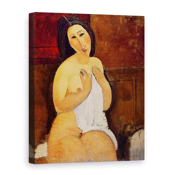 Tablou Canvas - Amedeo Modigliani - Sezat Nud cu o camasa - - Roveli