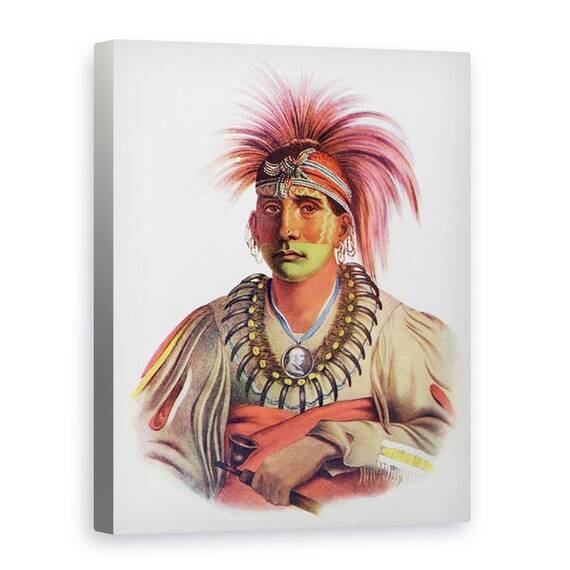 Tablou Canvas - Charles Bird King - Nowaykesugga, un Otto, ilustratie din Triburile indiene din America de Nord, vol.3, de Thomas L. McKenney si James Hall - - Roveli