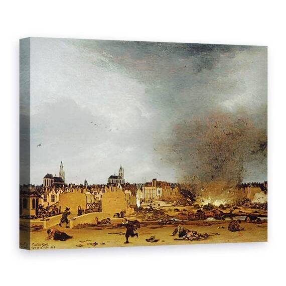 Tablou Canvas - Egbert van der Poel - O vedere a Delft cu explozia din 1654 - - Roveli